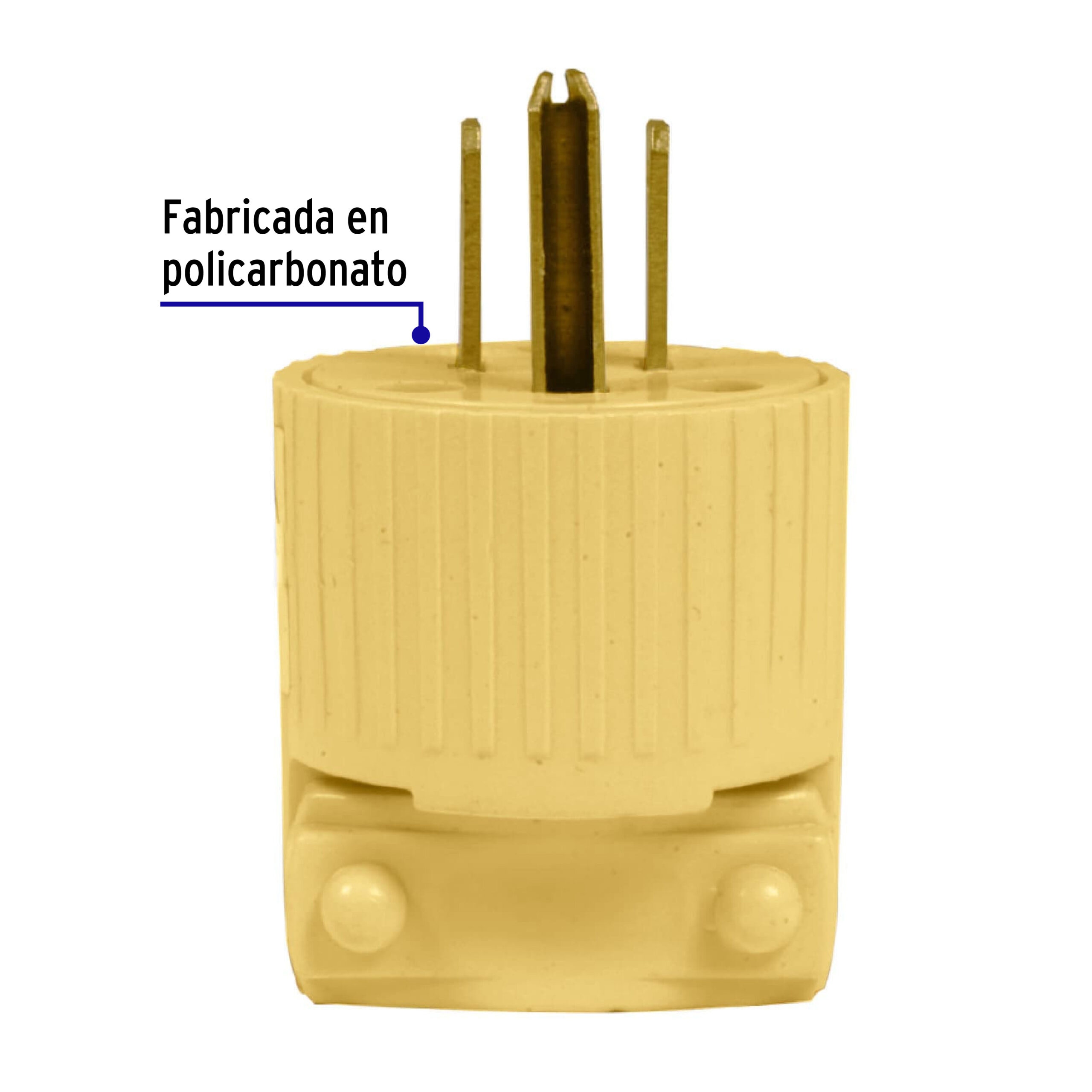 Clavija industrial plastica 2 polos 3 hilos 15A 125V