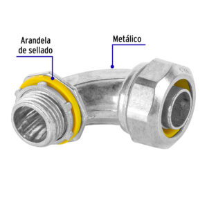 Conector liquid tight 1/2" curvo Volteck