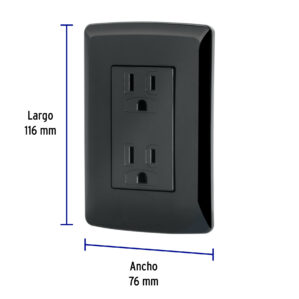 Placa Armada de 2 Contactos color negro linea Italiana