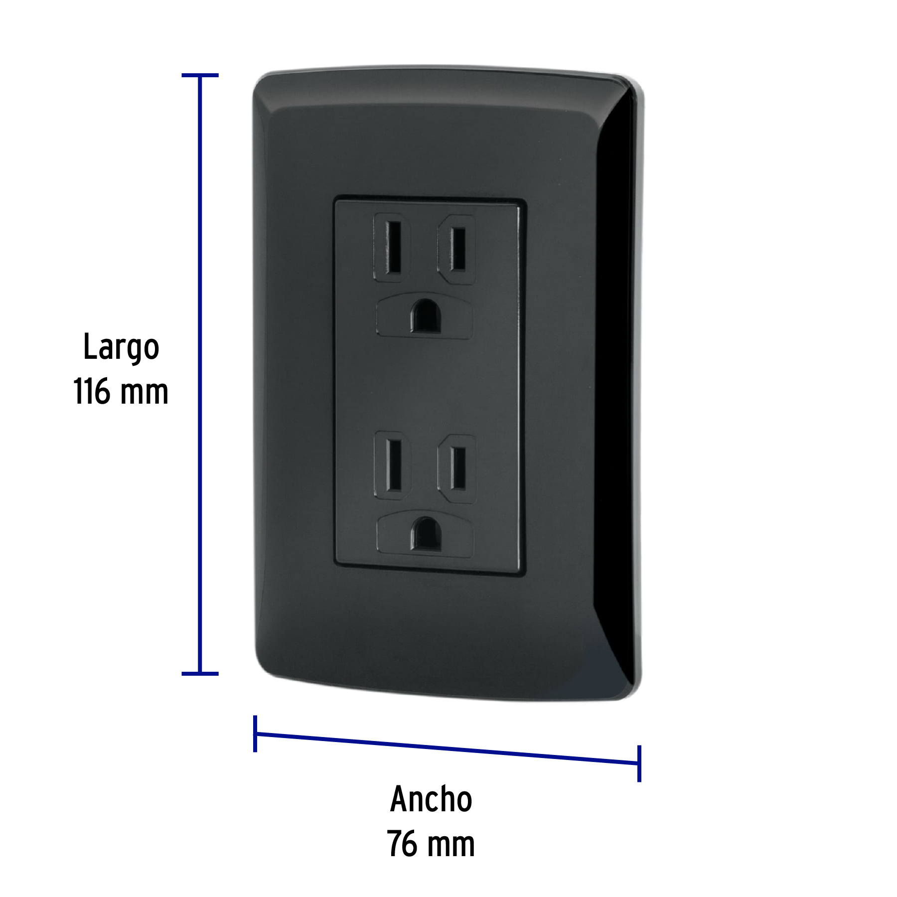 Placa Armada de 2 Contactos color negro linea Italiana