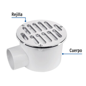 Coladera ABS 5" Salida lateral 2" Rejilla con 3 tornillos