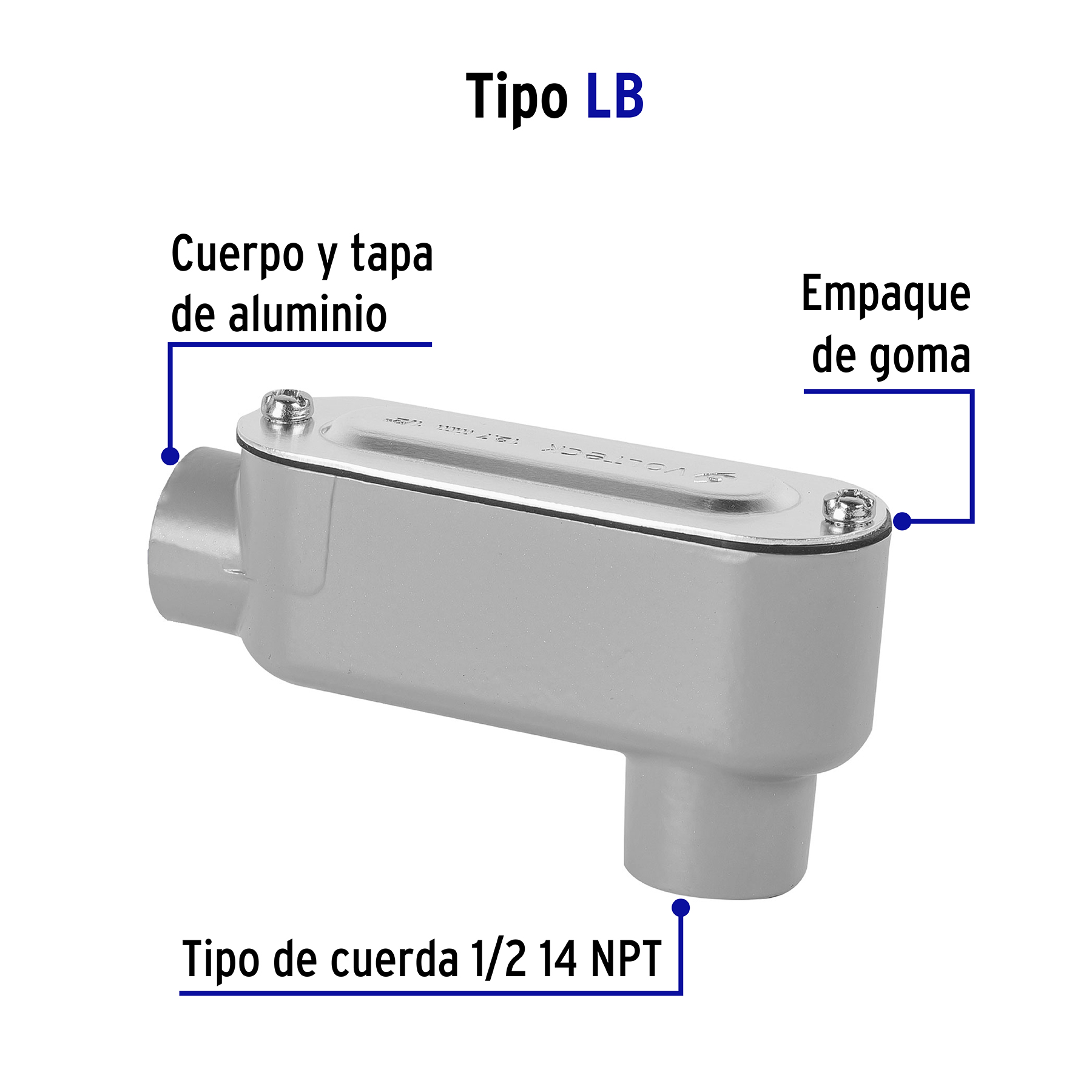 Condulet 1/2" conexion tipo LB, Volteck