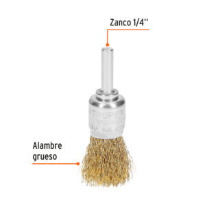 Carda de copa alambre grueso 3/4" para taladro