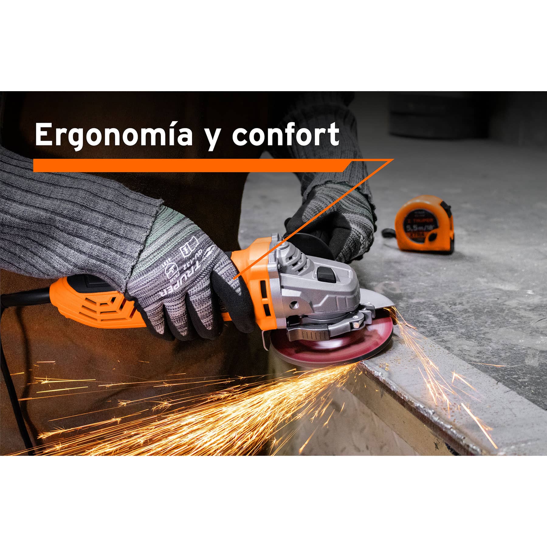 Combo Esmeriladora 4-1/2" 800W lentes de seguridad y flexometro