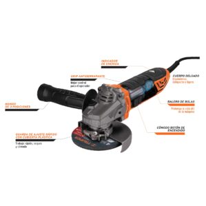 Combo Esmeriladora 4-1/2" 800W lentes de seguridad y flexometro