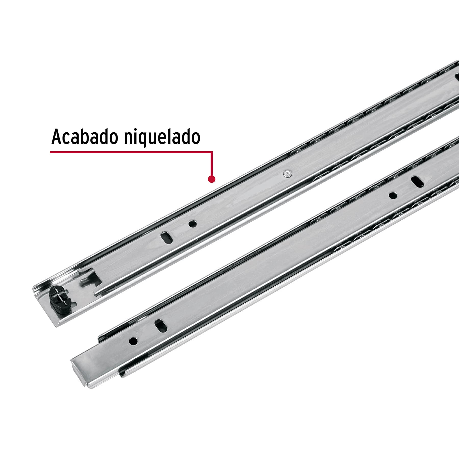 Pack con 2 correderas extensión 3/4 de 35cm para cajón ancho 2.5cm