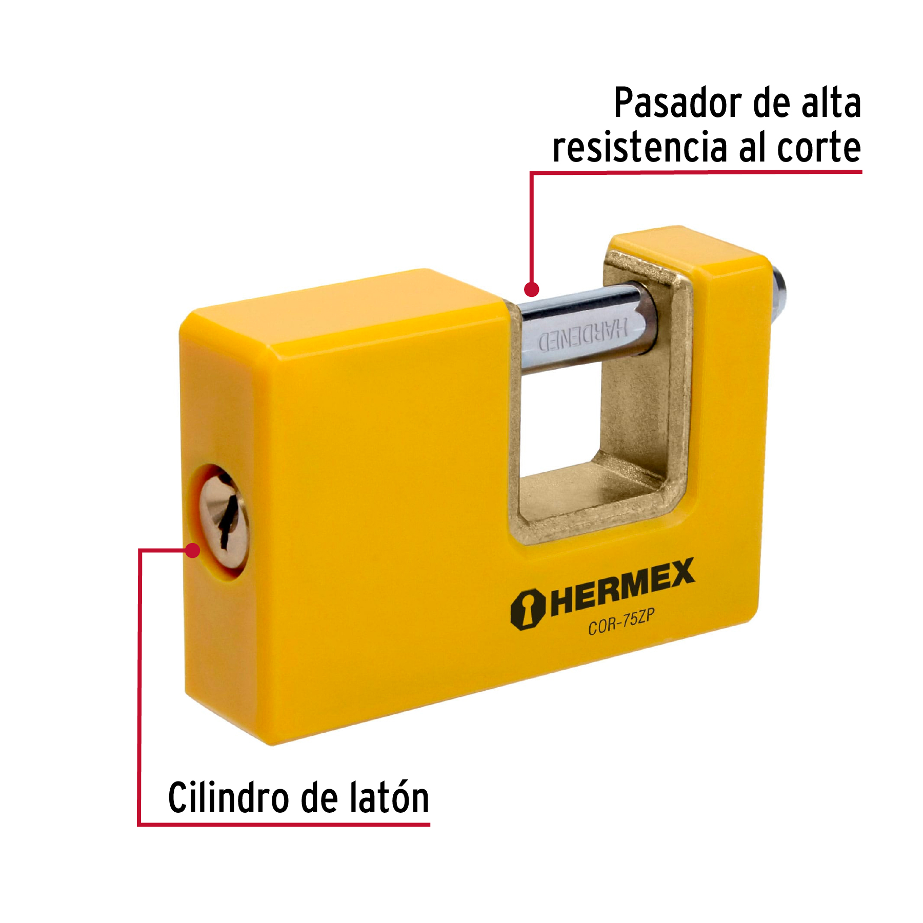 Candado antipalanca 75mm cuerpo metalico Hermex Basic