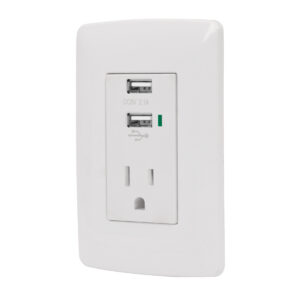 Placa Armada Contacto con 2 puertos USB blanco linea Italiana