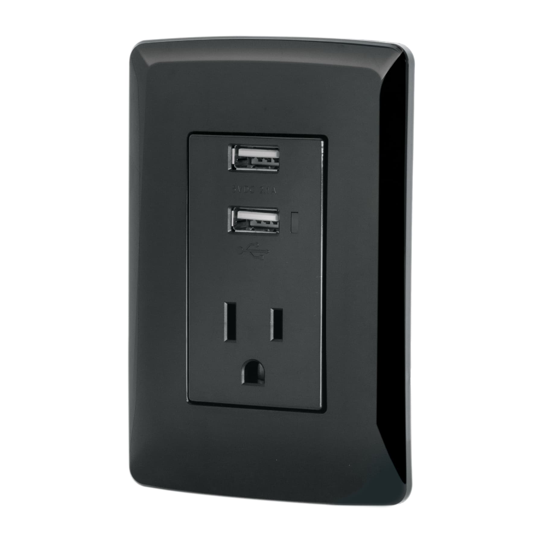 Placa Armada Contacto con 2 puertos USB negro linea Italiana