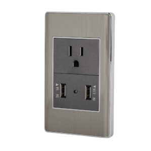 Placa Armada Contacto 2 puertos USB Acero Inoxidable Lisboa