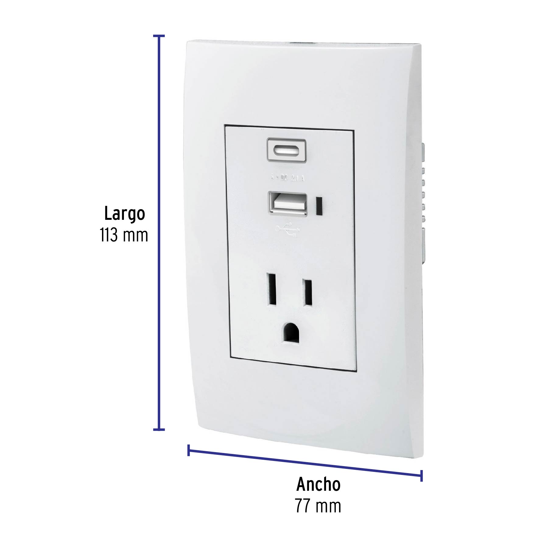 Placa Armada Contacto con 2 puertos USB Oslo blanco