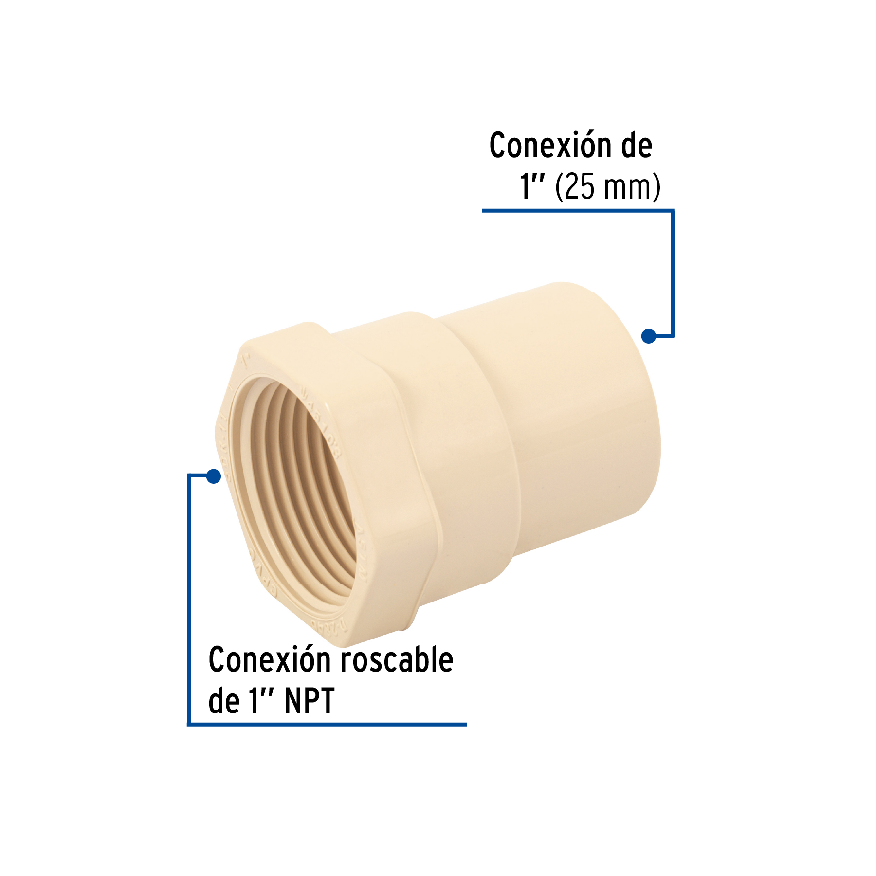 Conector hembra de CPVC 1"