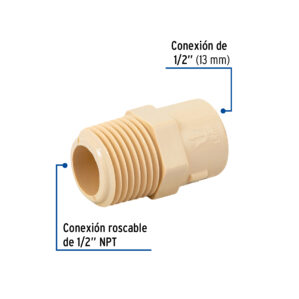 Conector macho de CPVC 1/2" rosca exterior