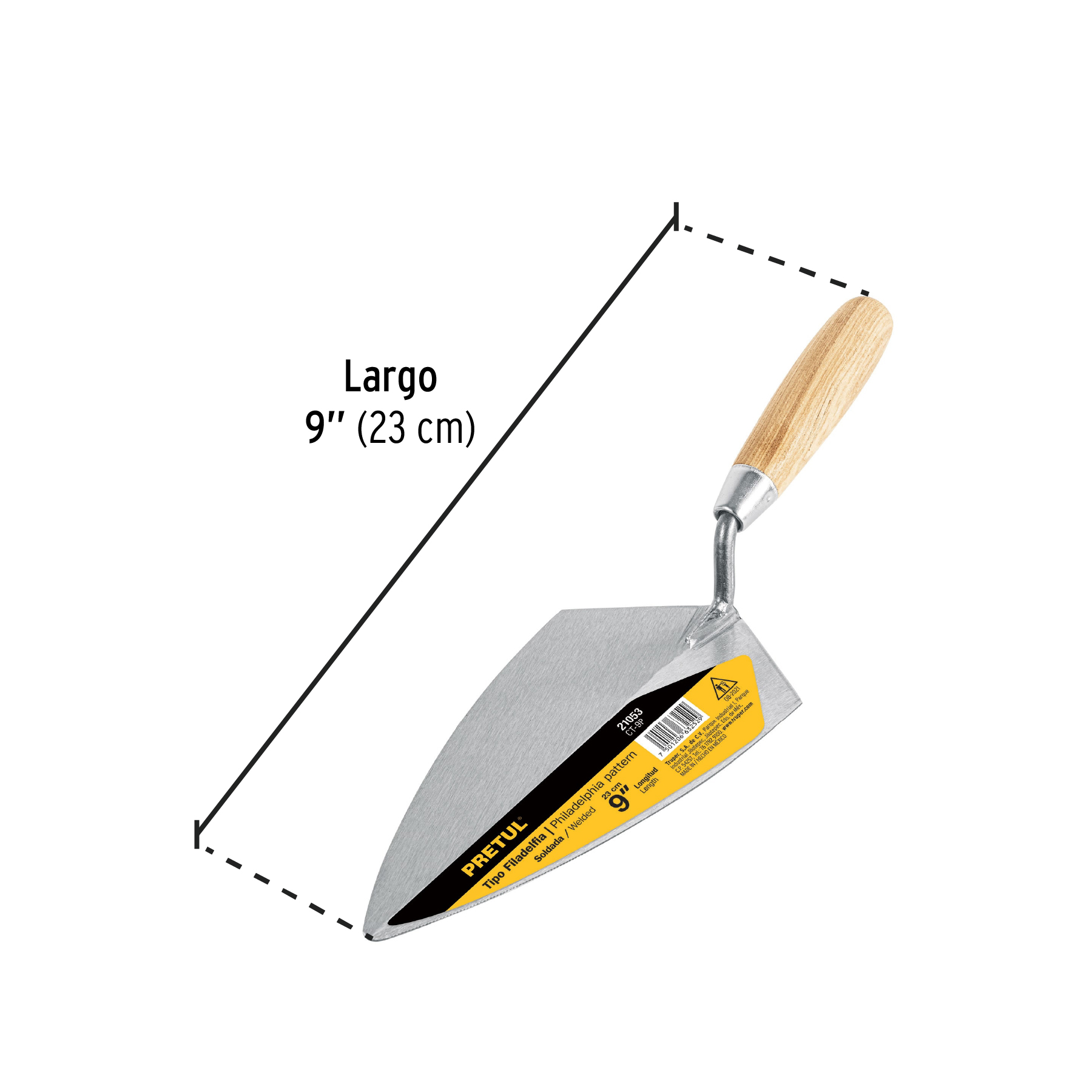 Cuchara para albañil tipo Filadelfia 9" Pretul