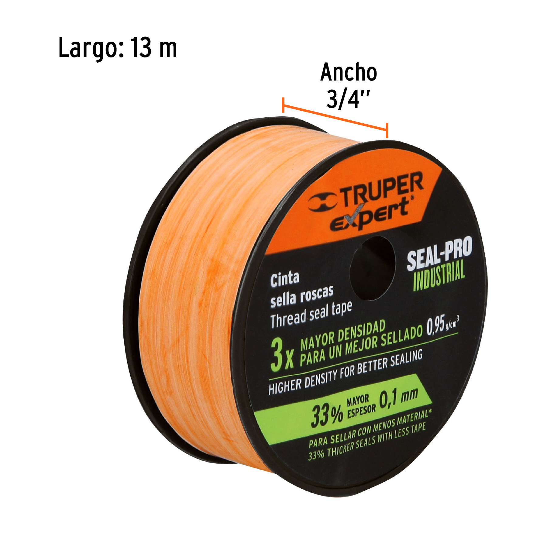 Cinta teflon 3/4" de 7m Industrial sella roscas para gas