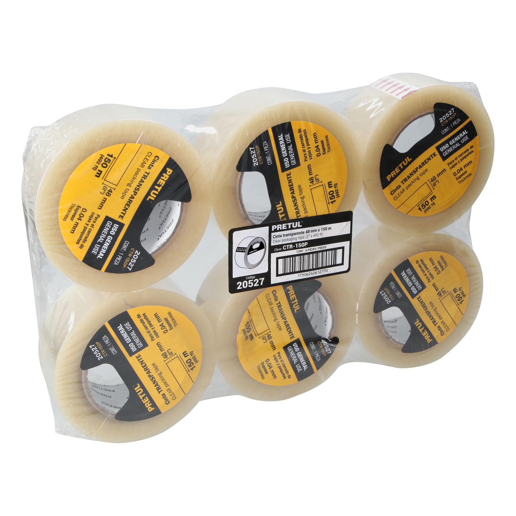 Cinta de Empaque Transparente de 150mx48mm Pretul