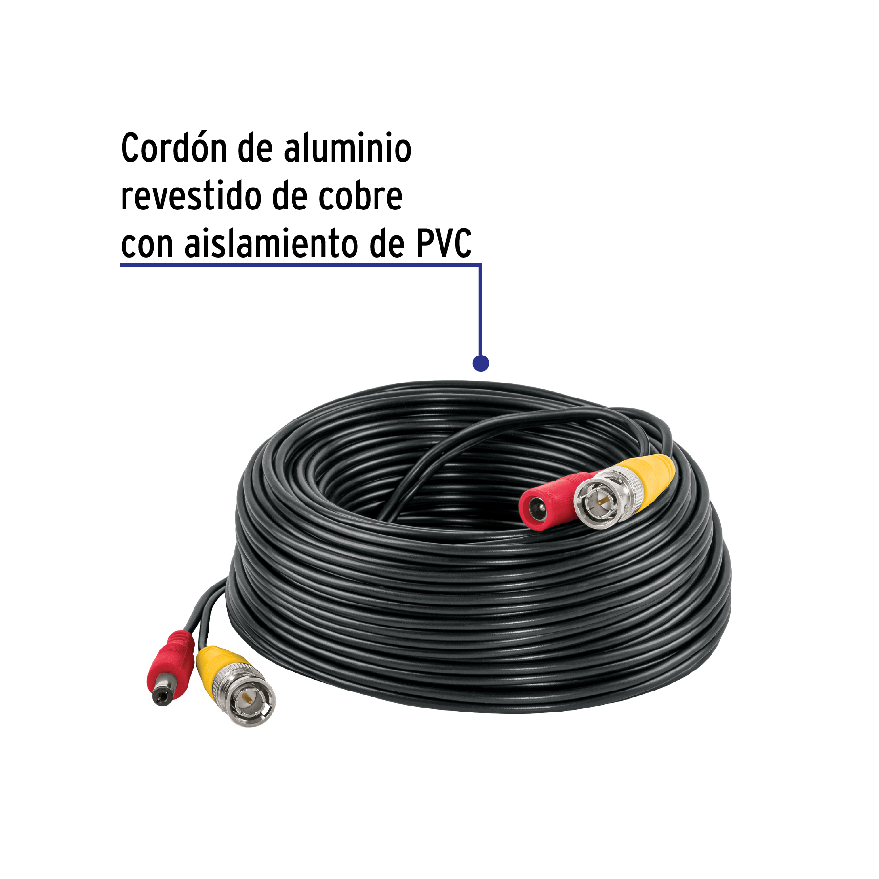 Cable Video y Energia Tipo Siames CCTV, 20 metros, Volteck