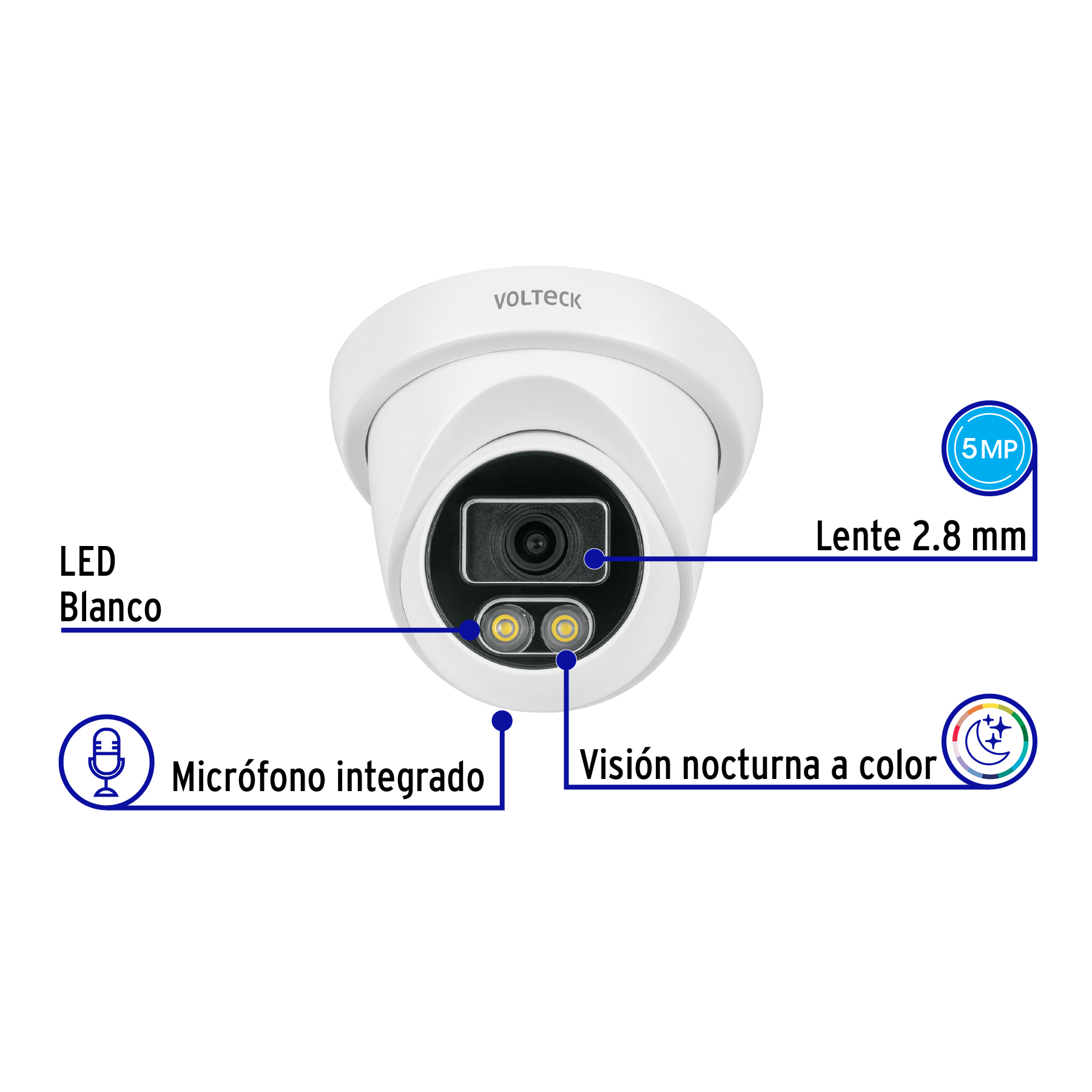 Camara Tipo Domo de 5MP Con Microfono Para Exterior Volteck