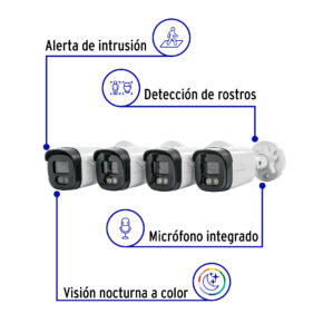 Kit video vigilancia 4 canales 4 camaras 5MP Disco 1TB