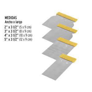 Juego de 4 cuñas espatula mango plastico Pretul