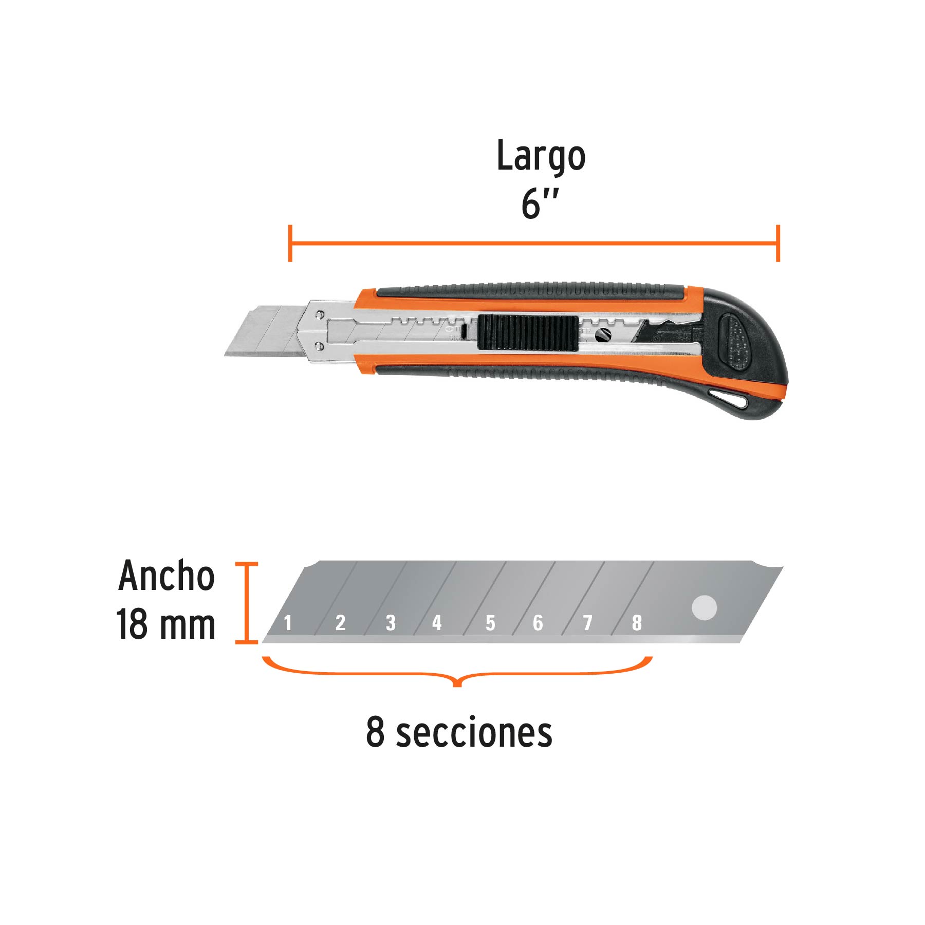 Cutter Cuchilla de 18mm de 6" Reforzado Alma Metalica y Grip