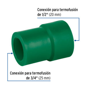 Reduccion de PPR 3/4"x1/2" 25x20mm
