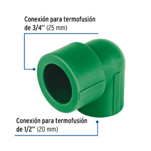 Codo 90° PPR reducido de 3/4" x 1/2"