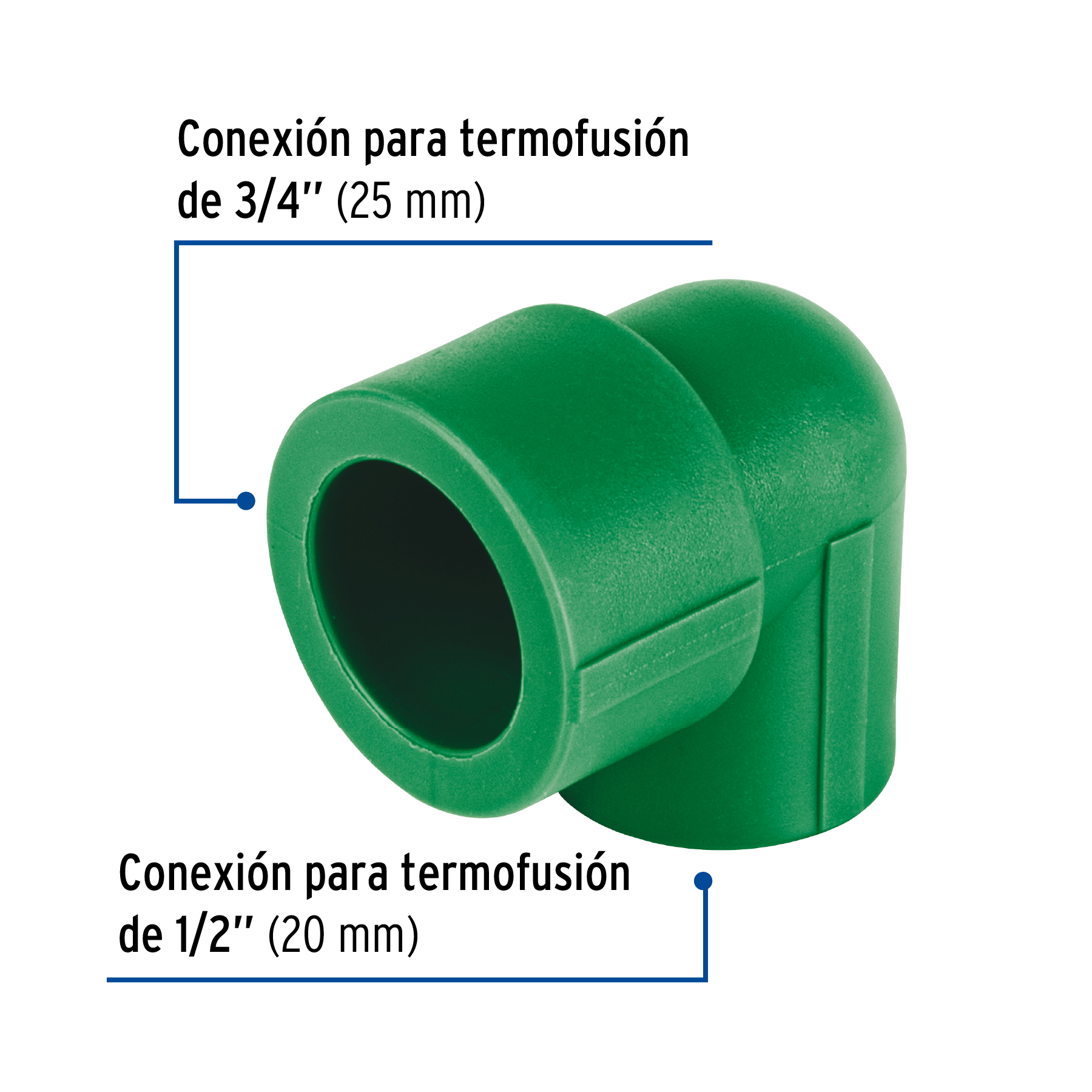 Codo 90° PPR reducido de 3/4" x 1/2"