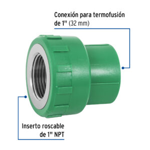 Conector de PPR 1" 32mm hembra rosca interior