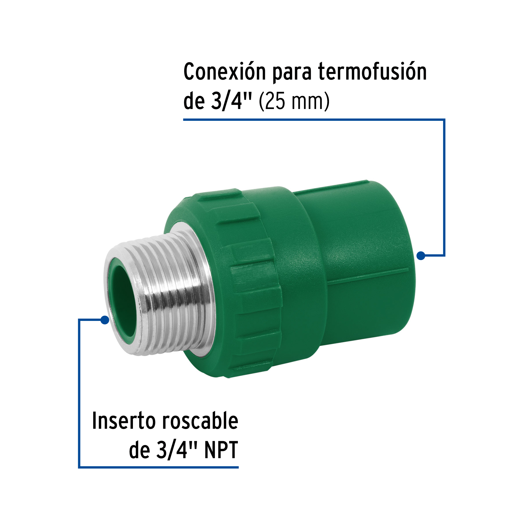 Conector de PPR 3/4" 25mm macho rosca exterior