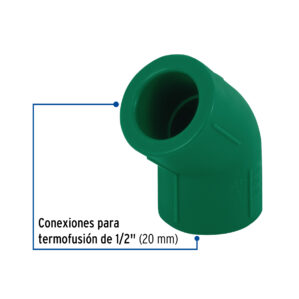 Codo 45° de PPR 1/2" 20mm
