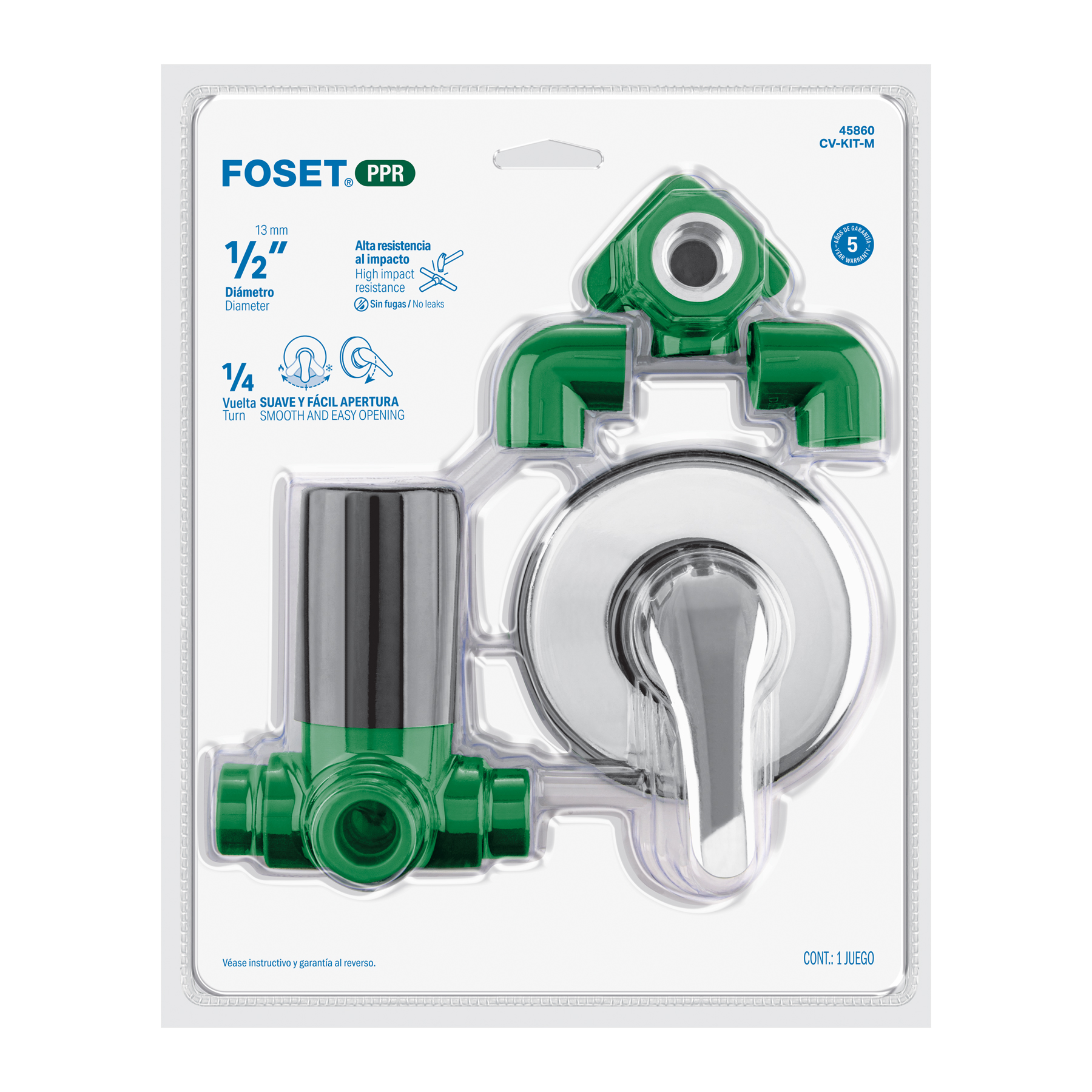 Kit de instalacion monomando para regadera PPR de 1/2" Foset