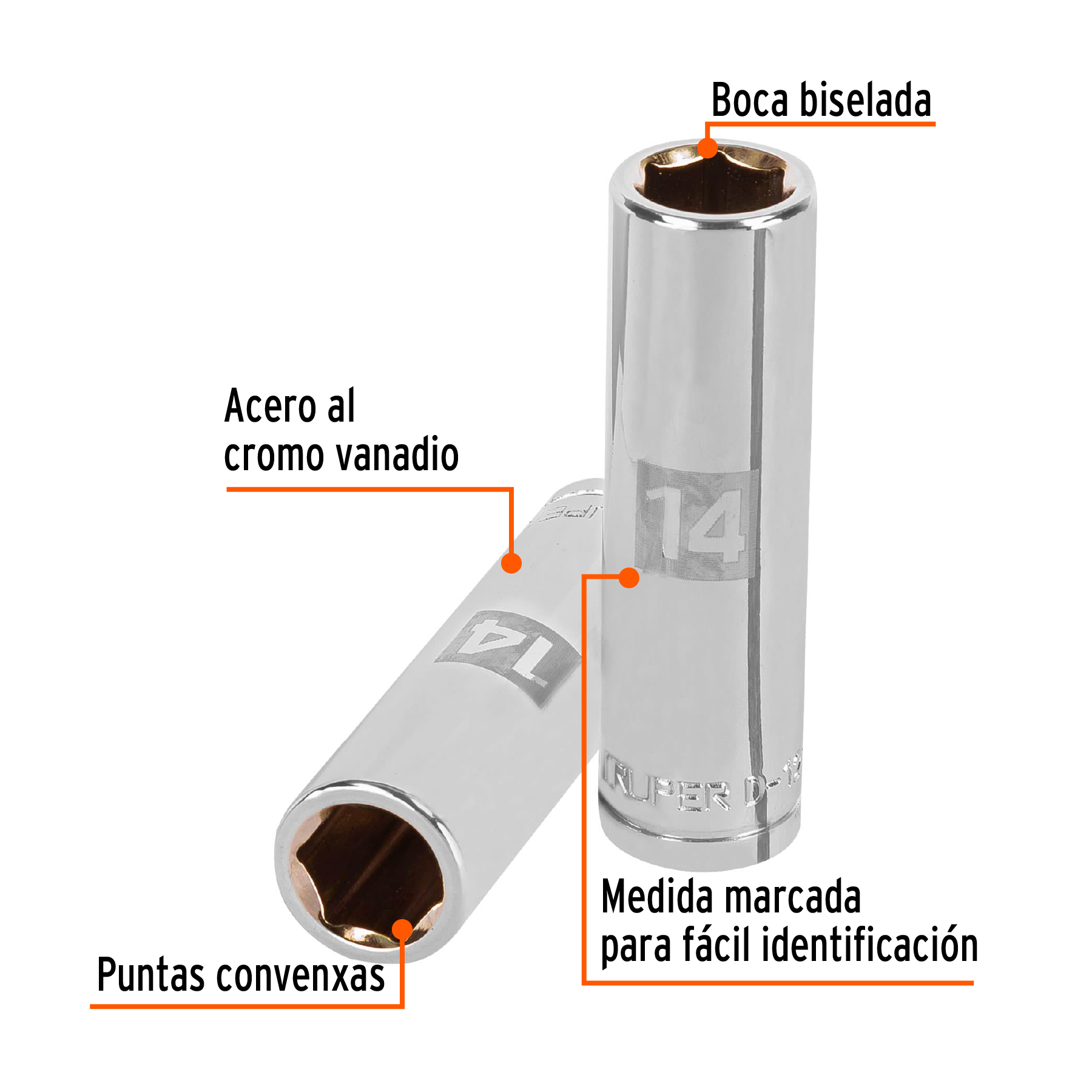 Dado de 14mm Cuadro 1/2"