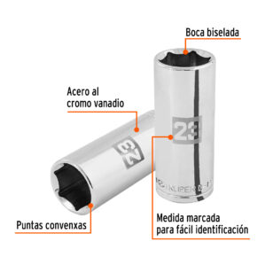 Dado Largo de 23mm Cuadro 1/2"