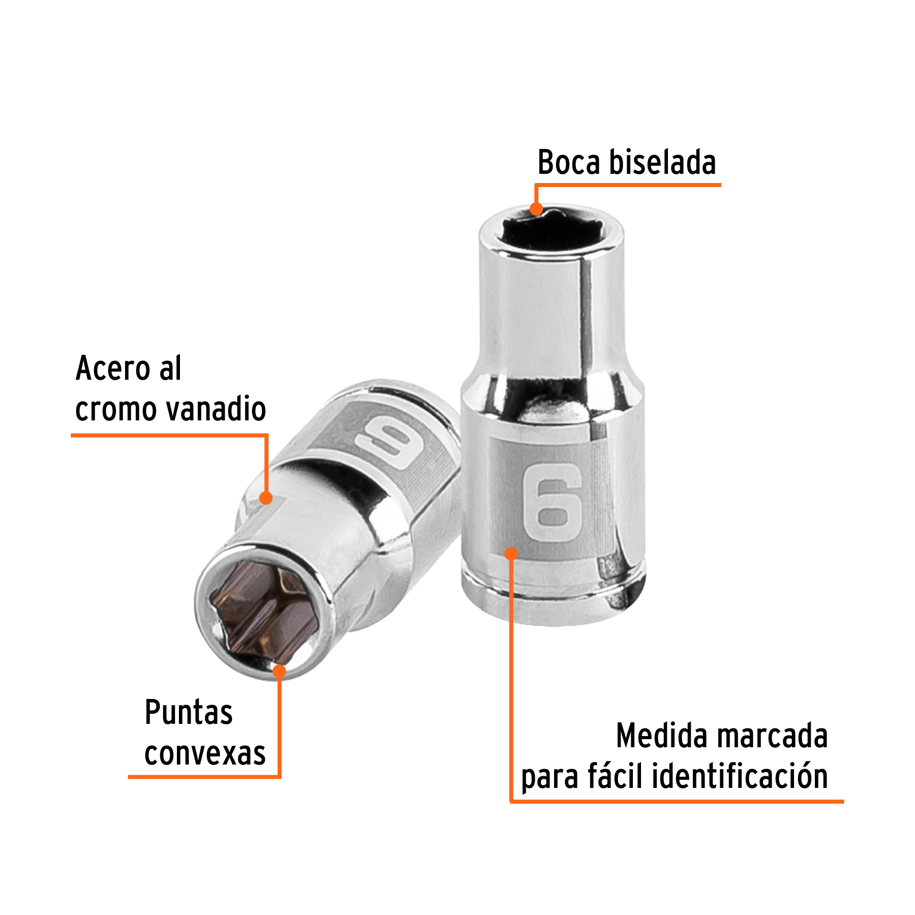 Dado de 6mm Cuadro 1/4"