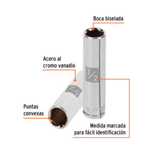 Dado Largo de 1/2" Cuadro 3/8"
