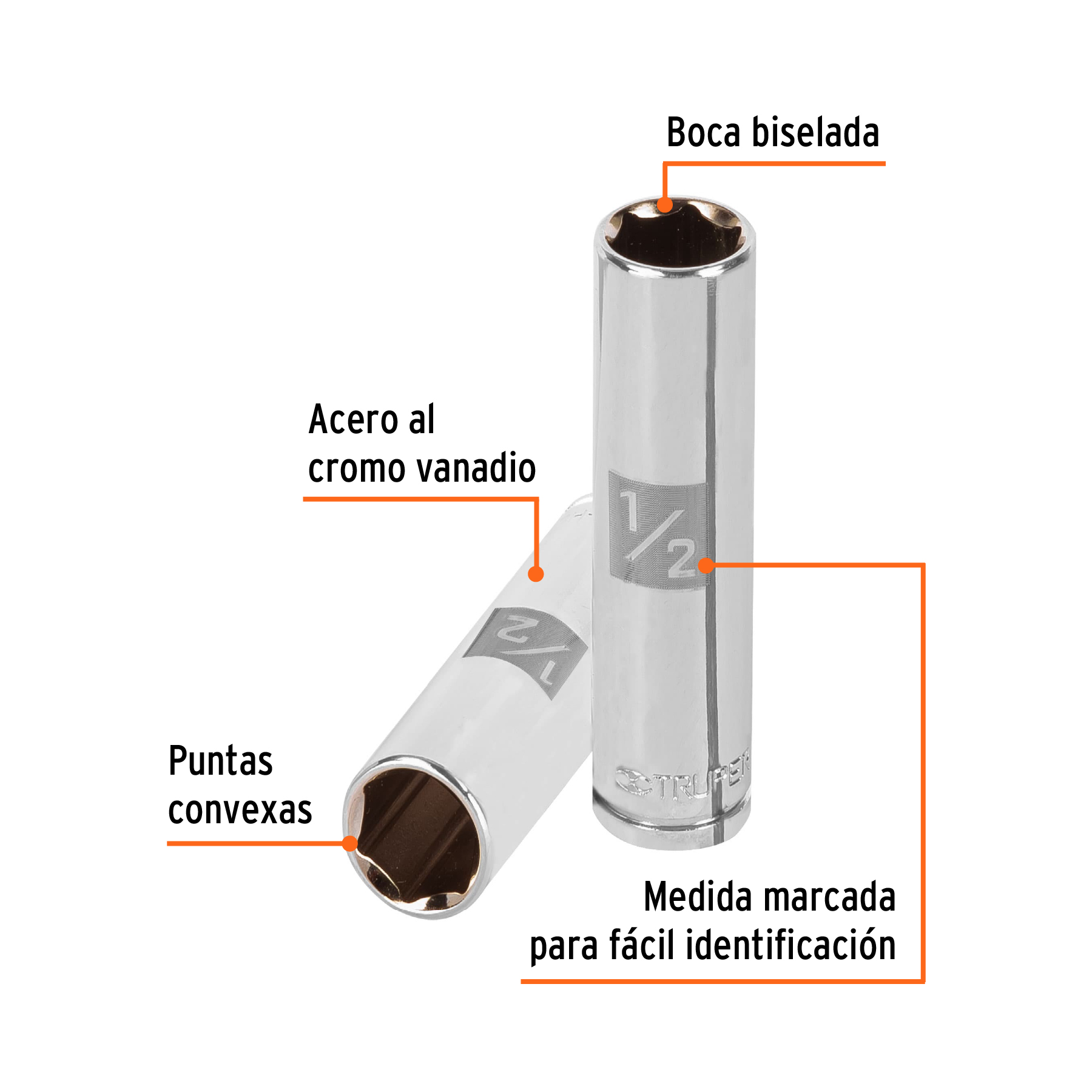 Dado Largo de 1/2" Cuadro 3/8"