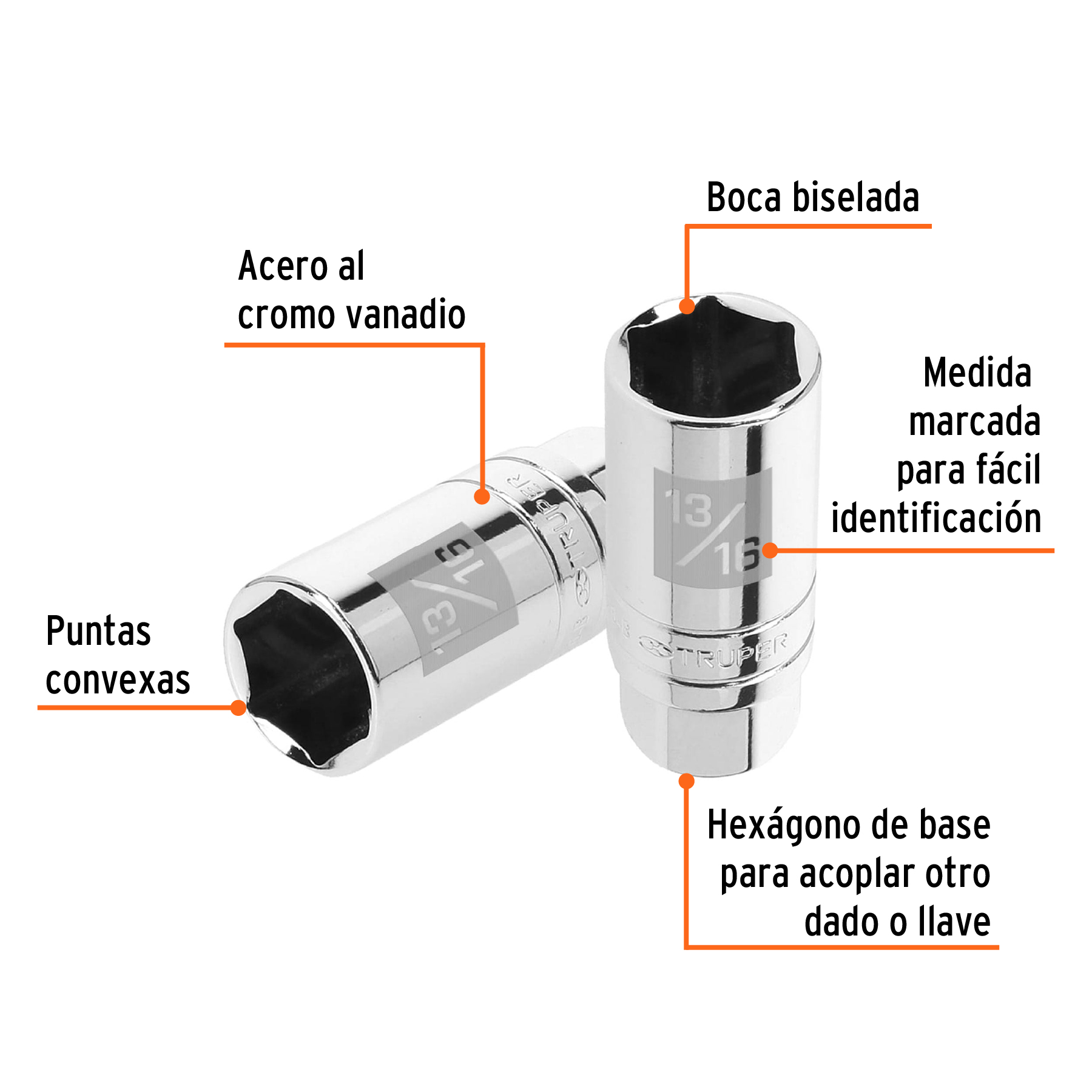 Dado Largo Bujia 13/16" Cuadro 3/8"