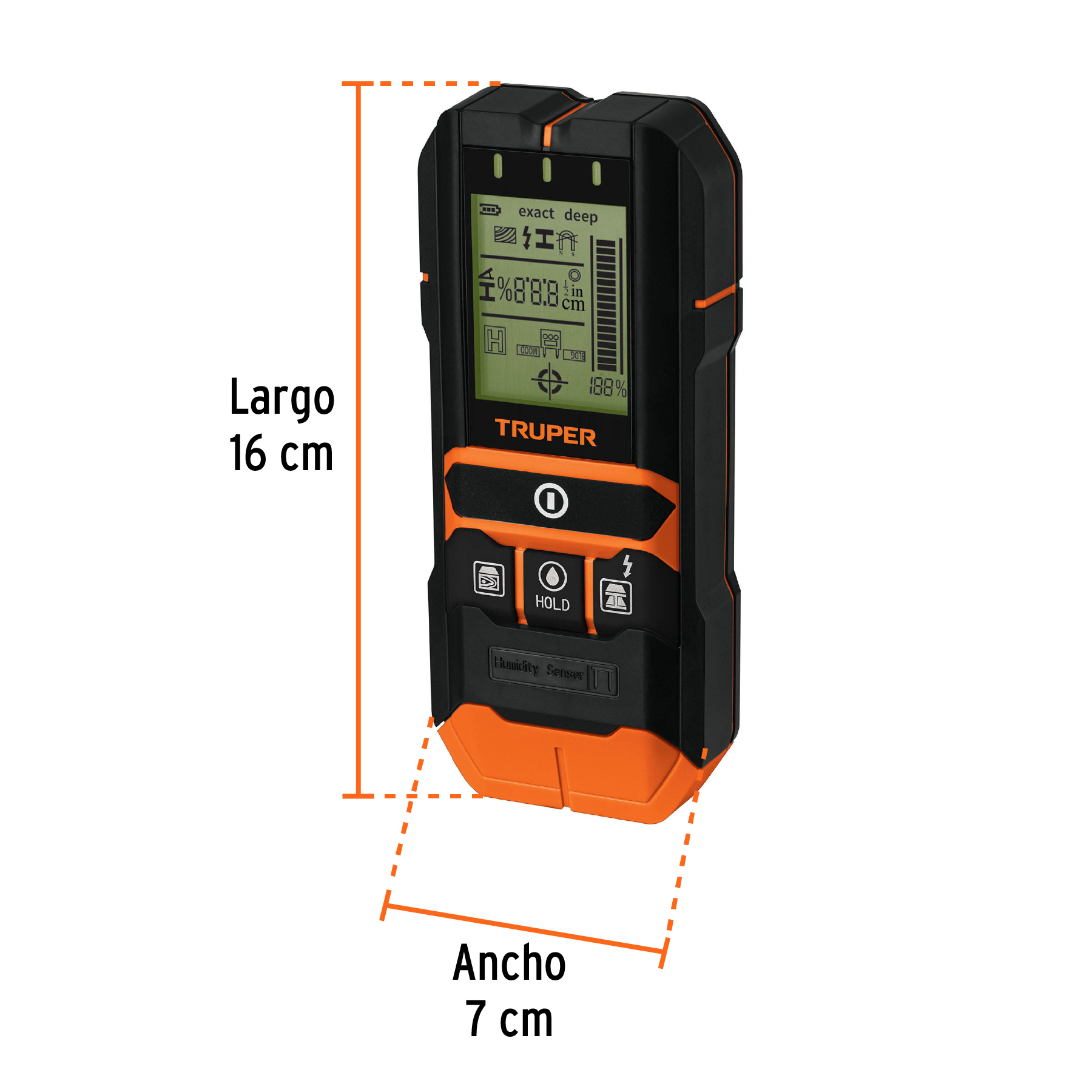 Multi-Detector de materiales detras de muros, 12 cm.