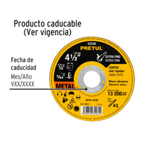 Disco Corte Metal 4-1/2" 1mm Pretul