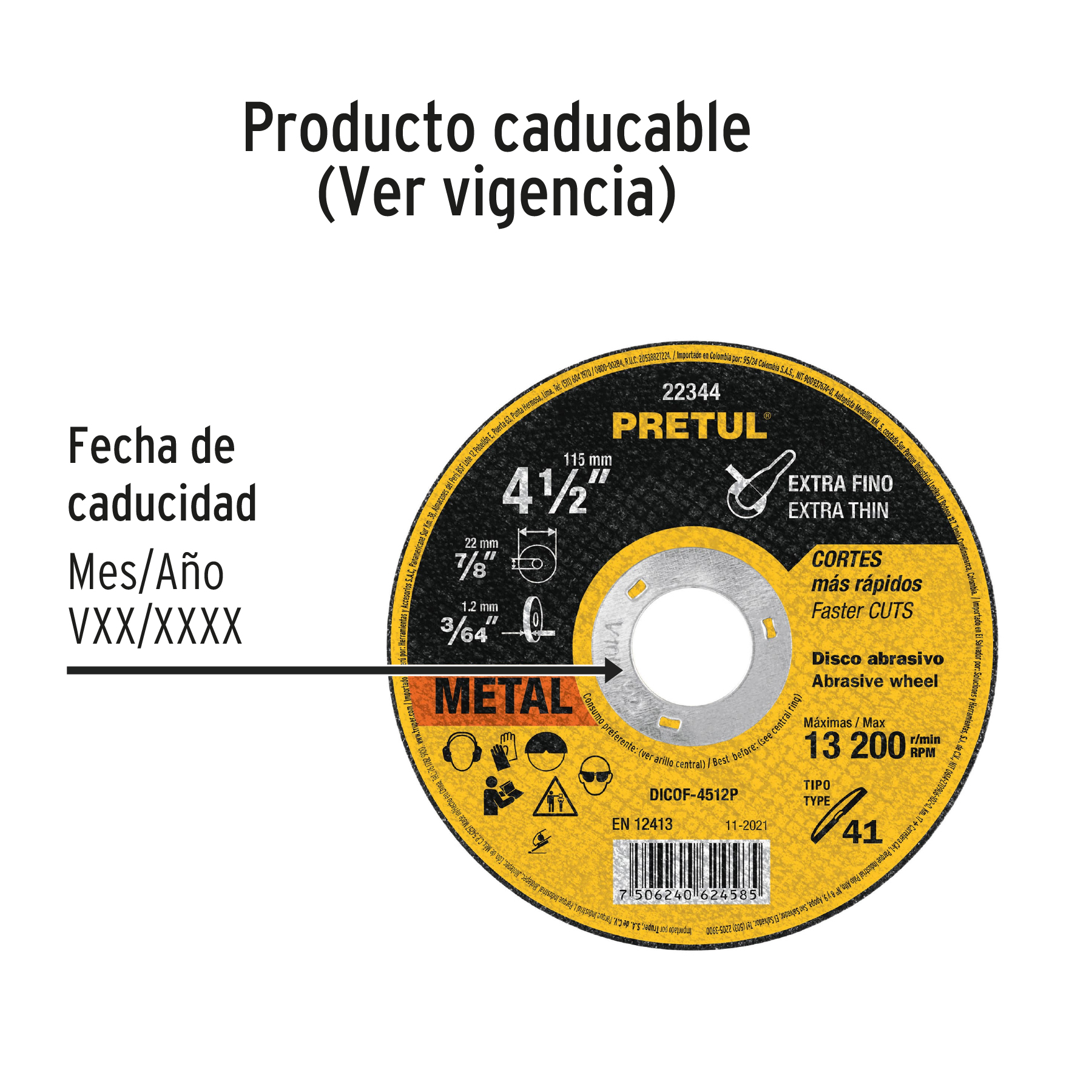 Disco Corte Metal 4-1/2" 1.2mm Pretul