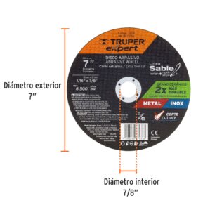 Disco tipo 41, corte fino metal, Linea Sable 7", Expert