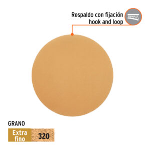 Caja 5 discos de lija p/madera 5' grano 320, velcro, s/perf.