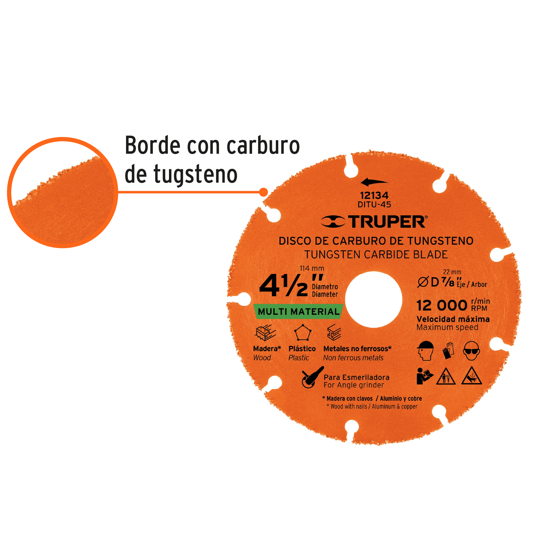 Disco Corte 4-1/2" Multiusos Madera Plastico Cobre Laton