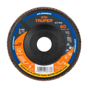 Disco laminado Grano 60 respaldo plastico 4-1/2" grano 80 Centro 7/8"