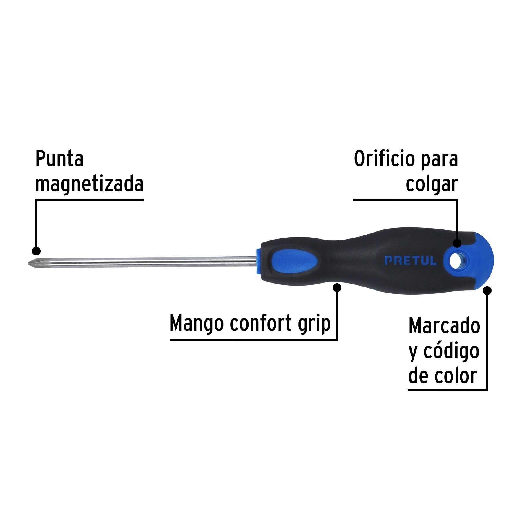Desarmador de Cruz Phillips 3/16x4" Comfort Grip Pretul
