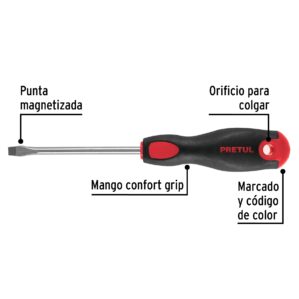 Desarmador plano 1/4x4" Comfort Grip Pretul