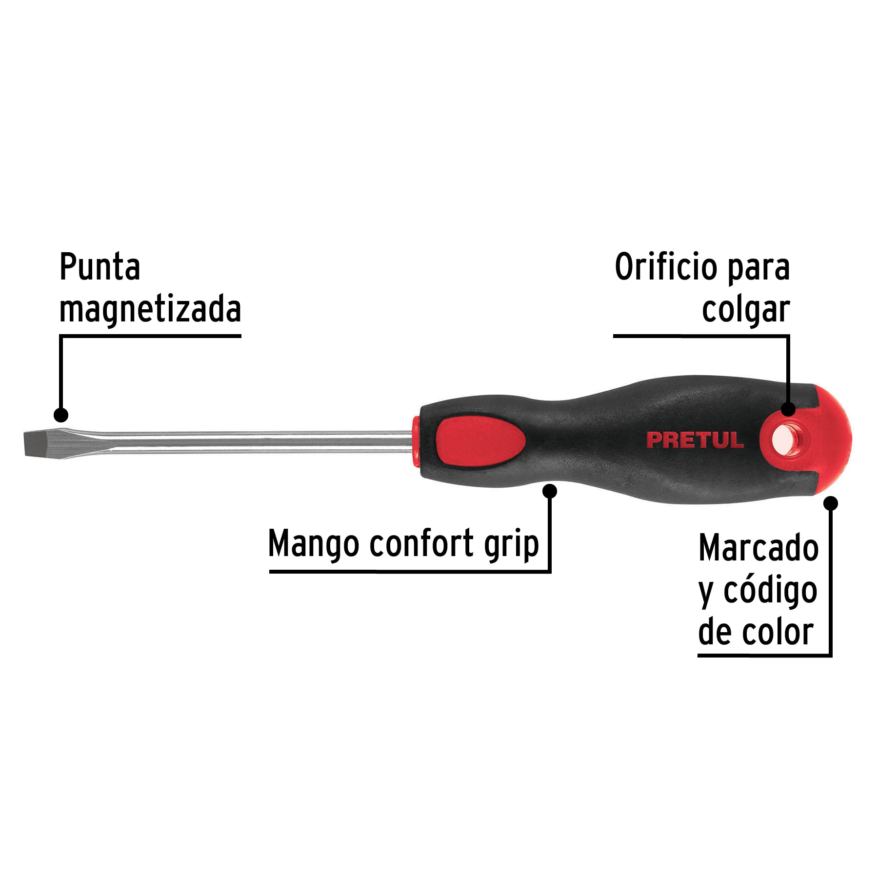 Desarmador plano 1/4x4" Comfort Grip Pretul