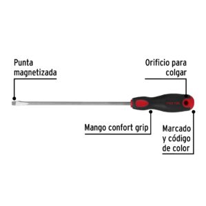 Desarmador plano 1/4x8" mango Comfort Grip Pretul