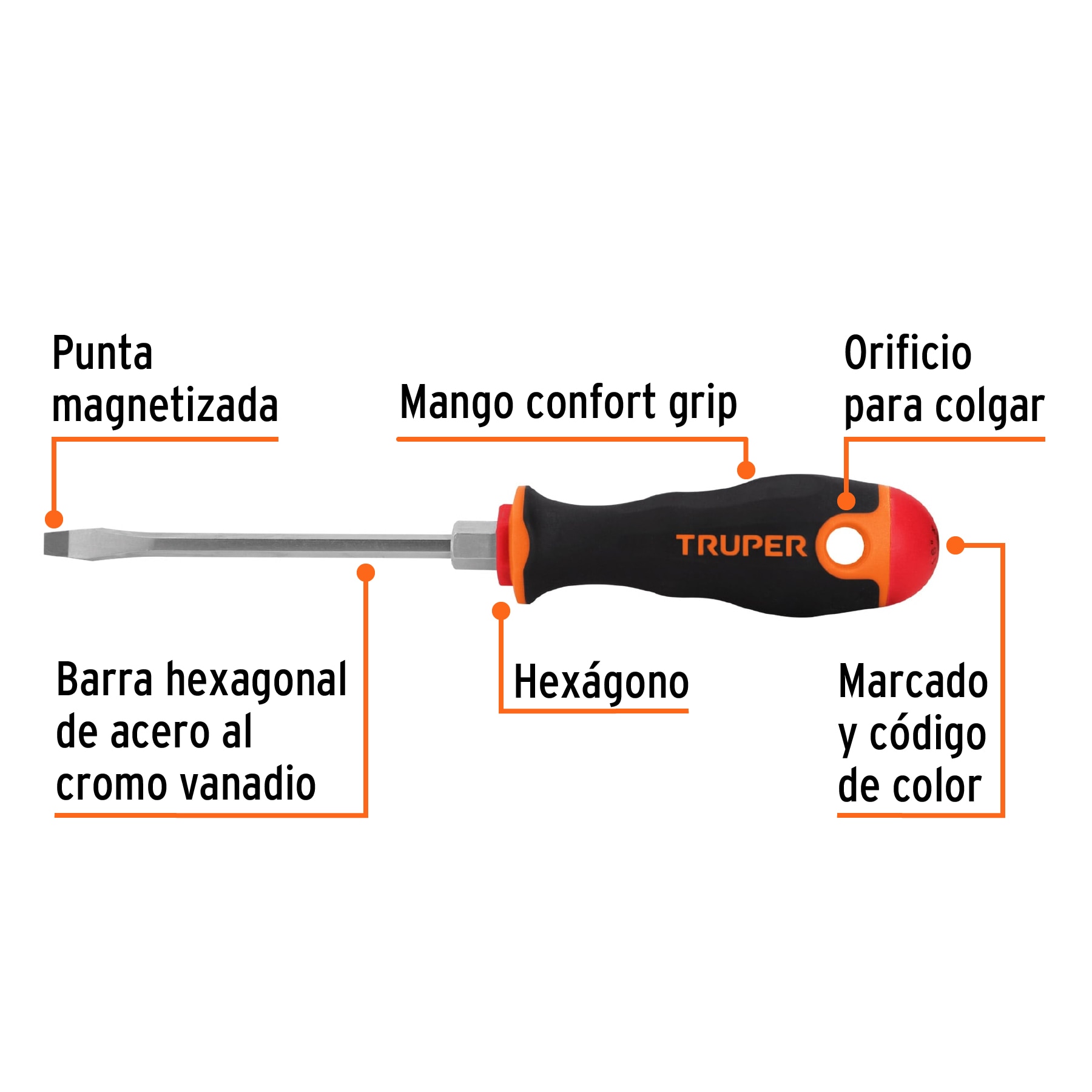Desarmador tipo Plano 3/16x4" Comfort grip